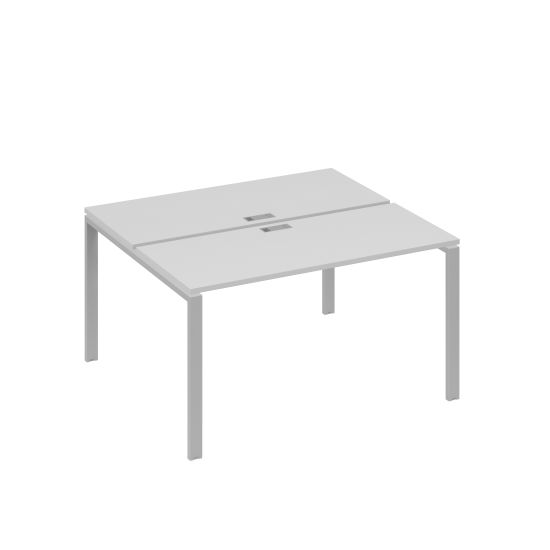 Рабочая станция на каркасе UNO столы 2х140 серый / металлокаркас серый