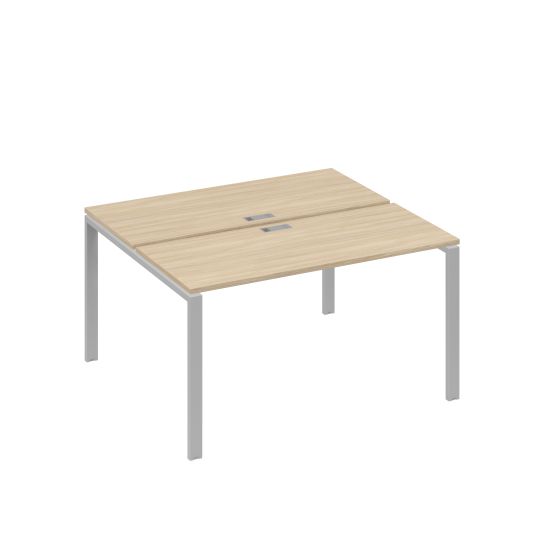 Рабочая станция на каркасе UNO столы 2х140 дуб скандинавский / металлокаркас серый