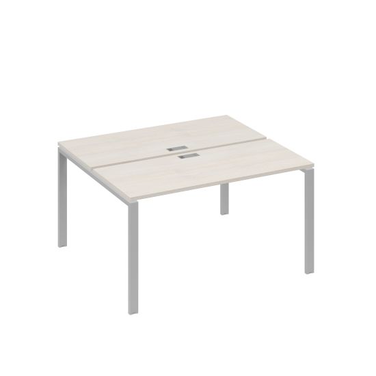 Рабочая станция на каркасе UNO столы 2х140 дуб / металлокаркас серый