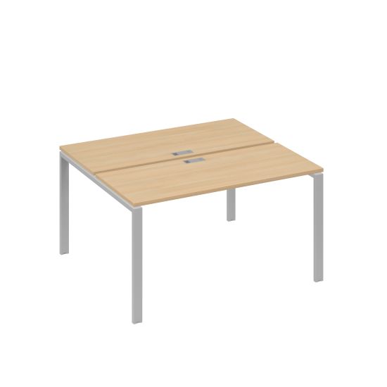 Рабочая станция на каркасе UNO столы 2х140 натуральный дуб / металлокаркас серый