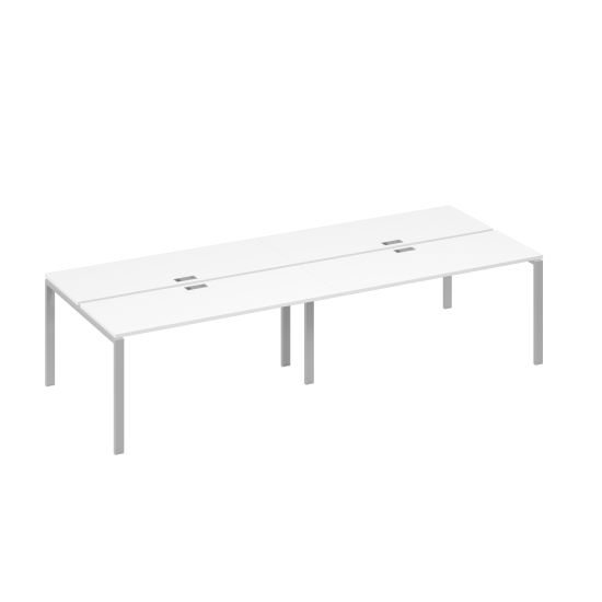 Рабочая станция на металлокаркасе UNO (4х160) белый премиум / металлокаркас серый