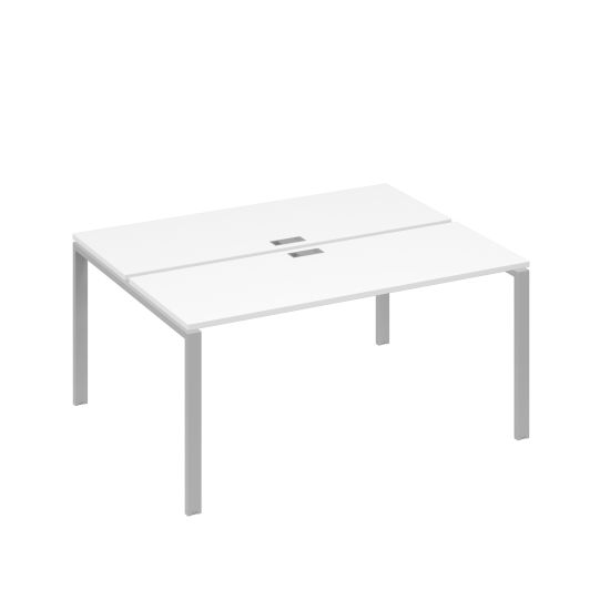 Станция (2х160) рабочая с опорами UNO белый премиум / металлокаркас серый