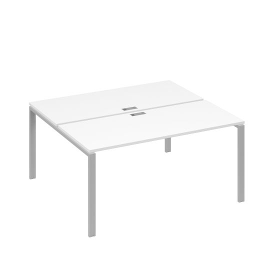 Рабочая станция на металлокаркасе UNO (2х160) белый премиум / металлокаркас серый