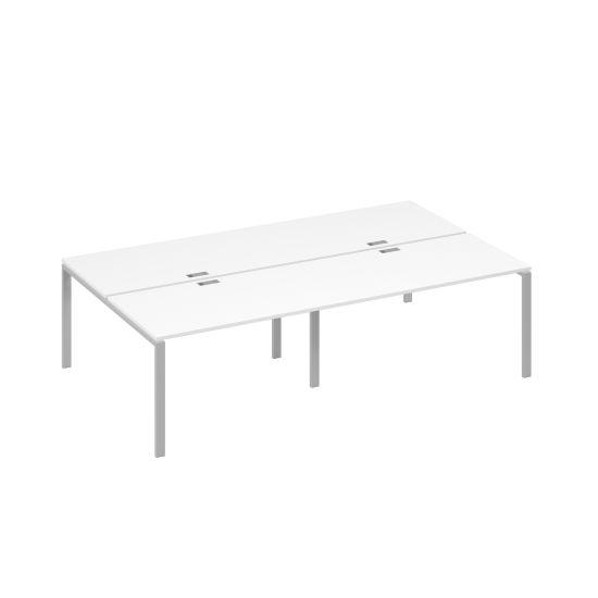 Станция на металлокаркасе UNO столы 4х140 белый премиум / металлокаркас серый