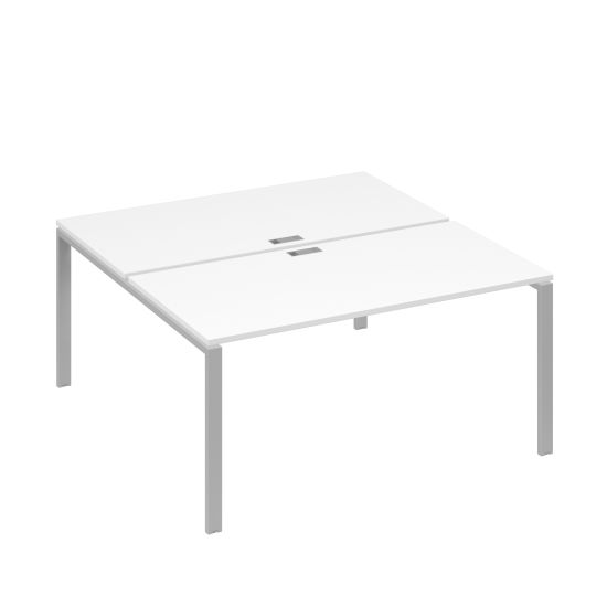 Рабочая станция опоры UNO столы 2х160 белый премиум / металлокаркас серый