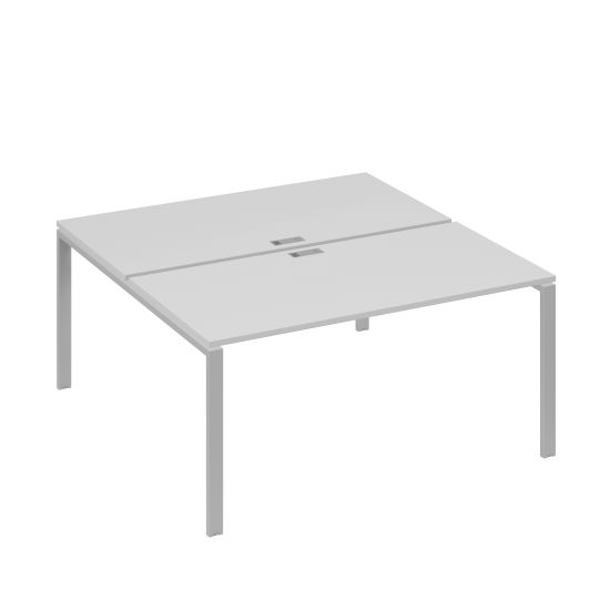 Рабочая станция опоры UNO столы 2х160 серый / металлокаркас серый
