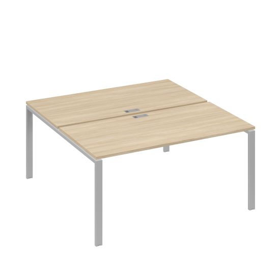 Рабочая станция опоры UNO столы 2х160 дуб скандинавский / металлокаркас серый