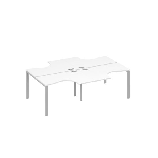 Рабочая станция UNO столы (4х120) Классика белый премиум / металлокаркас серый