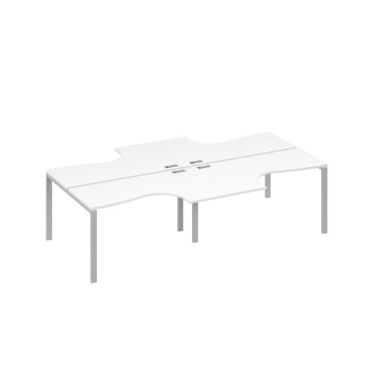 Рабочая станция столы эргономичные (4х140) Классика каркас UNO белый премиум / металлокаркас серый
