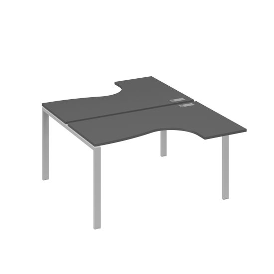Рабочая станция (2х140) опоры UNO столы Классика антрацит премиум / металлокаркас серый