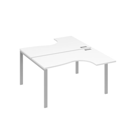 Рабочая станция (2х140) опоры UNO столы Классика белый премиум / металлокаркас серый