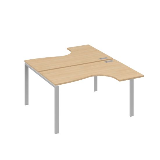 Рабочая станция (2х140) опоры UNO столы Классика натуральный дуб / металлокаркас серый