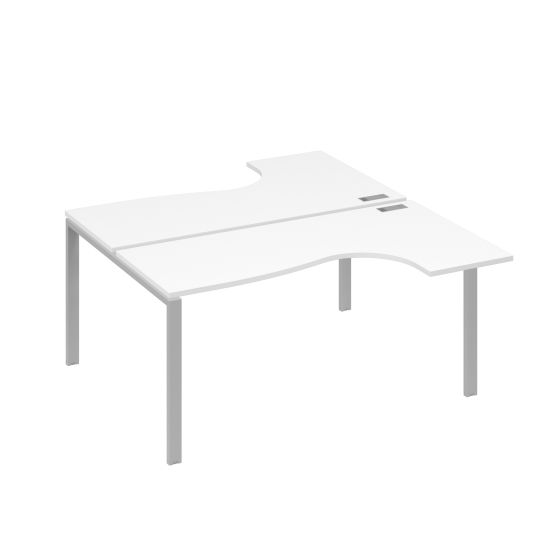 Рабочая станция UNO (2х160) со столами эргономичными белый премиум / металлокаркас серый