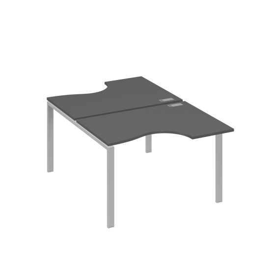 Рабочая станция столы (2х120) эргономичные Классика опоры UNO антрацит премиум / металлокаркас серый