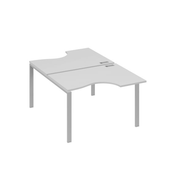 Рабочая станция столы (2х120) эргономичные Классика опоры UNO серый / металлокаркас серый