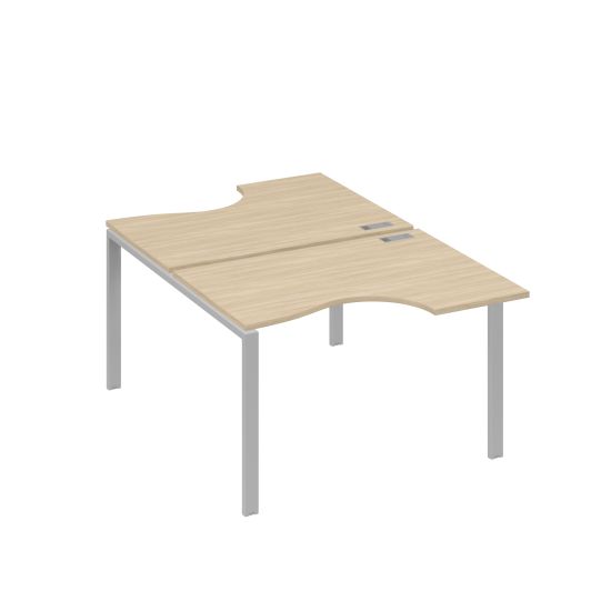 Рабочая станция столы (2х120) эргономичные Классика опоры UNO дуб скандинавский / металлокаркас серый