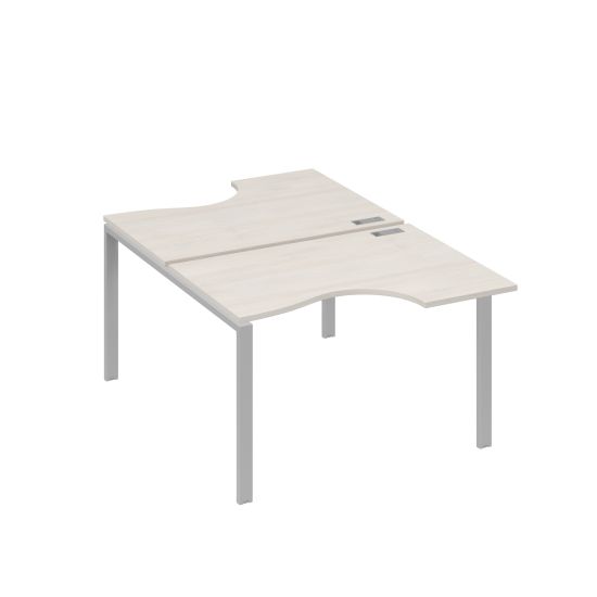 Рабочая станция столы (2х120) эргономичные Классика опоры UNO дуб / металлокаркас серый