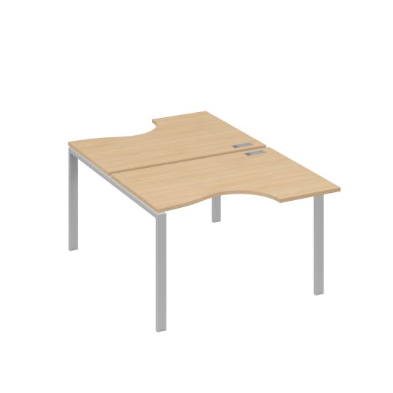 Рабочая станция столы (2х120) эргономичные Классика опоры UNO натуральный дуб / металлокаркас серый