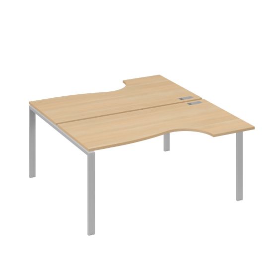 Станция на каркасе UNO (2х160) столы Классика натуральный дуб / металлокаркас серый