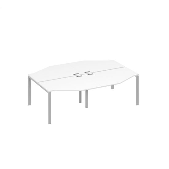 Рабочая станция каркас UNO столы (4х120) Техно белый премиум / металлокаркас серый