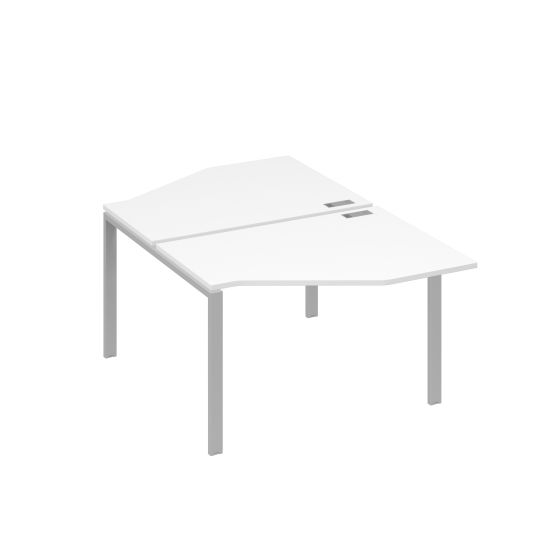 Рабочая станция опоры UNO со столами Техно (2х120) белый премиум / металлокаркас серый