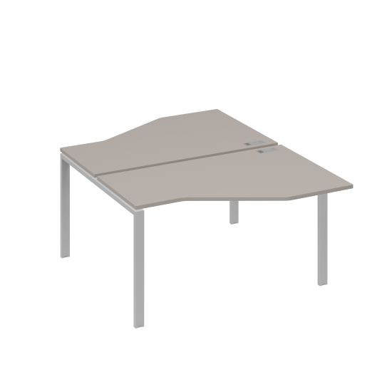 Рабочая станция (2х140) со столами Техно на каркасе UNO мокко премиум / металлокаркас серый