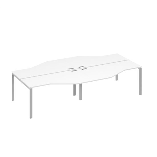 Рабочая станция на каркасе UNO из столов Техно (4х160) белый премиум / металлокаркас серый