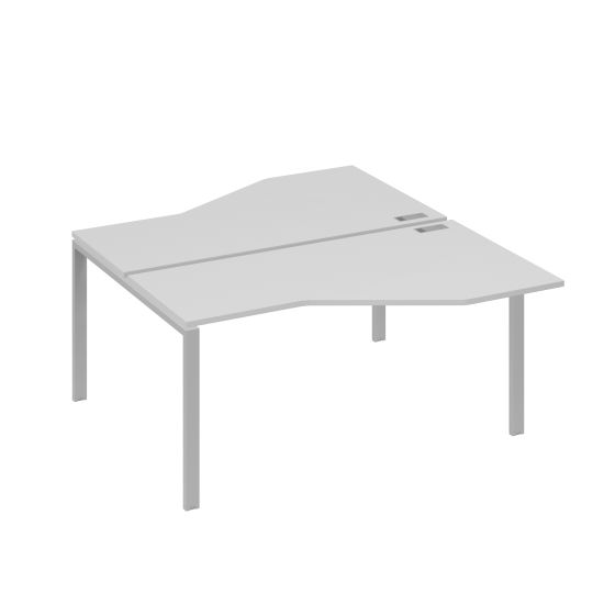 Рабочая станция со столами (2х160) Техно на каркасе UNO серый / металлокаркас серый