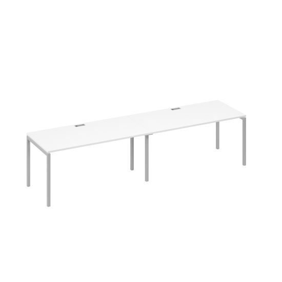 Рабочая станция на металлокаркасе DUE (2х160) белый премиум / металлокаркас серый