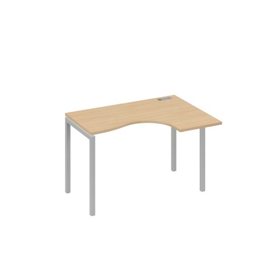 Стол Классика на металлокаркасе DUE эргономичный правый натуральный дуб / металлокаркас серый