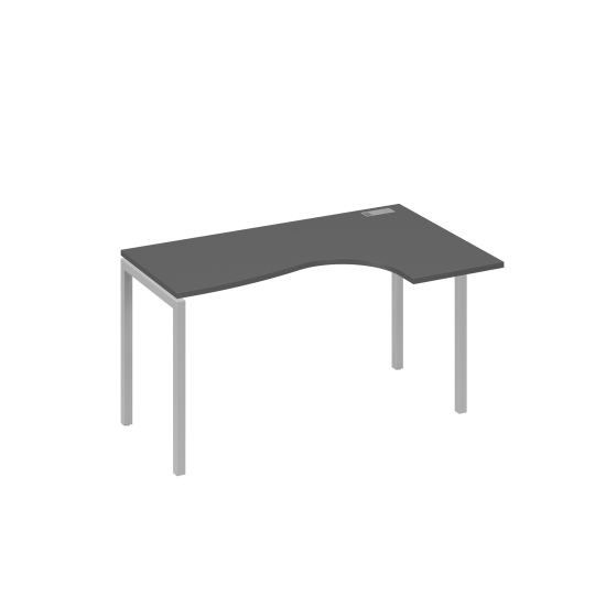 Стол правый Классика на металлокаркасе DUE эргономичный антрацит премиум / металлокаркас серый