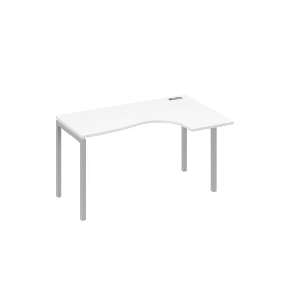 Стол правый Классика на металлокаркасе DUE эргономичный белый премиум / металлокаркас серый