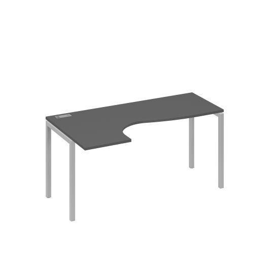 Стол на металлокаркасе DUE эргономичный левый Классика антрацит премиум / металлокаркас серый