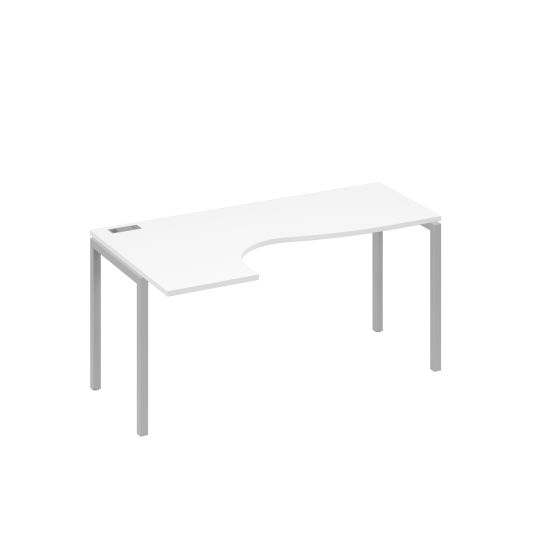 Стол на металлокаркасе DUE эргономичный левый Классика белый премиум / металлокаркас серый