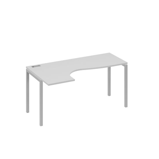 Стол на металлокаркасе DUE эргономичный левый Классика серый / металлокаркас серый