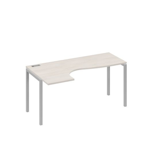 Стол на металлокаркасе DUE эргономичный левый Классика дуб / металлокаркас серый