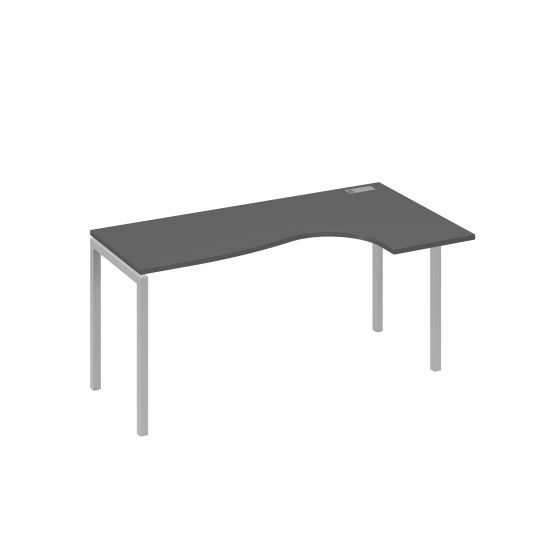 Стол на металлокаркасе DUE эргономичный правый Классика антрацит премиум / металлокаркас серый