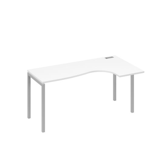 Стол на металлокаркасе DUE эргономичный правый Классика белый премиум / металлокаркас серый