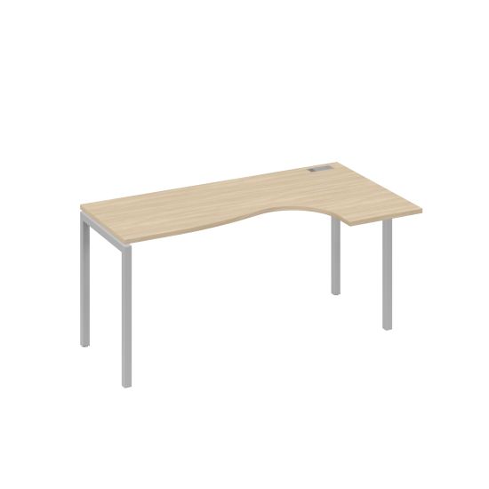 Стол на металлокаркасе DUE эргономичный правый Классика дуб скандинавский / металлокаркас серый