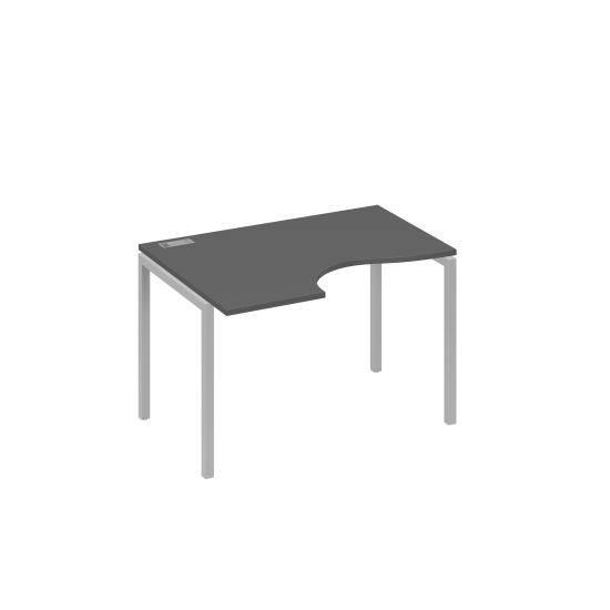 Стол на металлокаркасе DUE левый Классика эргономичный антрацит премиум / металлокаркас серый