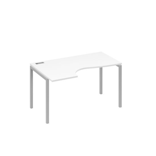 Стол Классика эргономичный левый на металлокаркасе DUE белый премиум / металлокаркас серый
