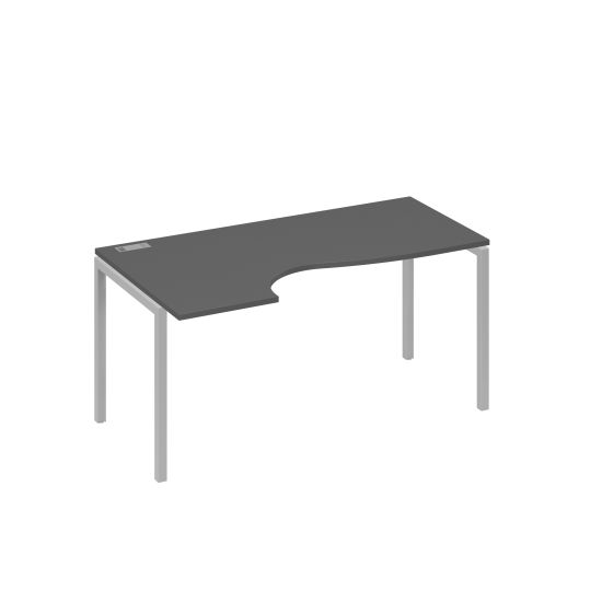 Стол эргономичный левый Классика на металлокаркасе DUE антрацит премиум / металлокаркас серый