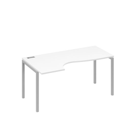 Стол эргономичный левый Классика на металлокаркасе DUE белый премиум / металлокаркас серый