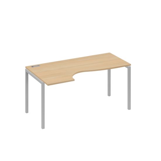 Стол эргономичный левый Классика на металлокаркасе DUE натуральный дуб / металлокаркас серый