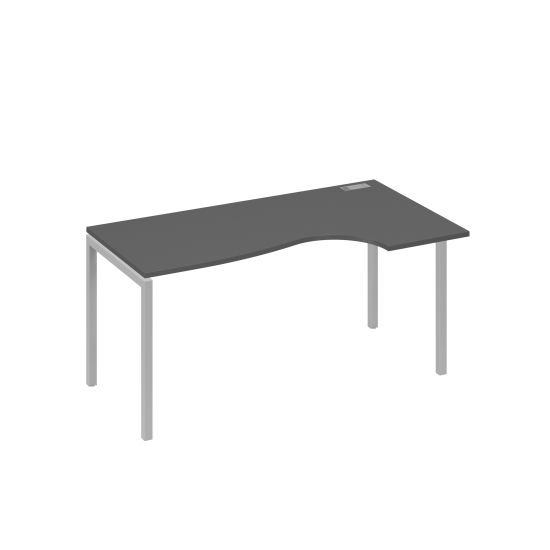 Стол эргономичный правый Классика на металлокаркасе DUE антрацит премиум / металлокаркас серый