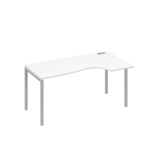 Стол эргономичный правый Классика на металлокаркасе DUE белый премиум / металлокаркас серый