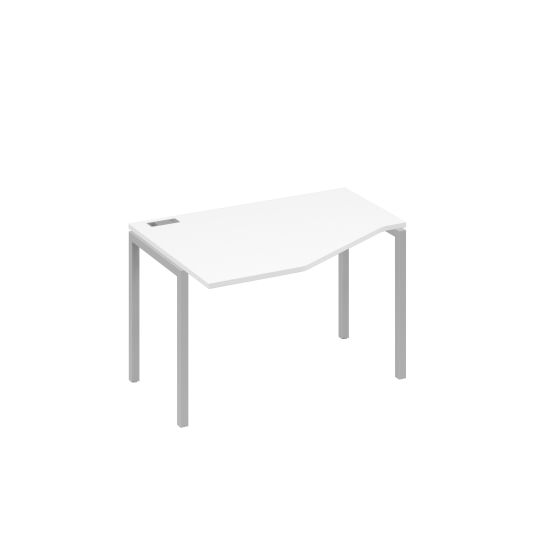 Стол Техно эргономичный на металлокаркасе DUE левый белый премиум / металлокаркас серый