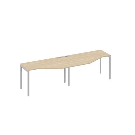 Рабочая станция столы Техно (2х140) эргономиные каркас DUE металл дуб скандинавский / металлокаркас серый