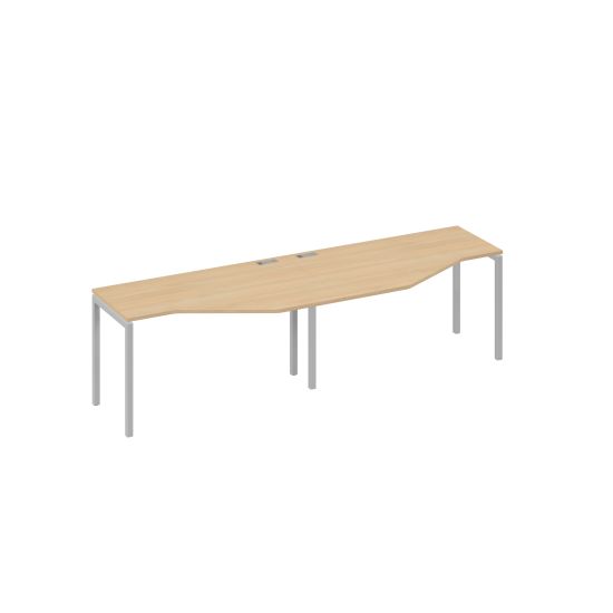 Рабочая станция столы Техно (2х140) эргономиные каркас DUE металл натуральный дуб / металлокаркас серый