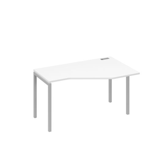 Стол Техно эргономичный на металлокаркасе DUE правый белый премиум / металлокаркас серый